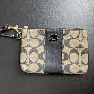 Coach PVC Leather Corner Zip Wristlet - Dark Brown